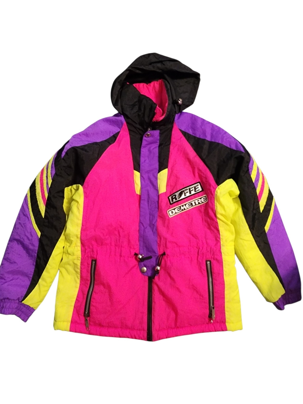 Demetre Kids Colorblock Puffer Jacket in Pink, Yellow & Purple